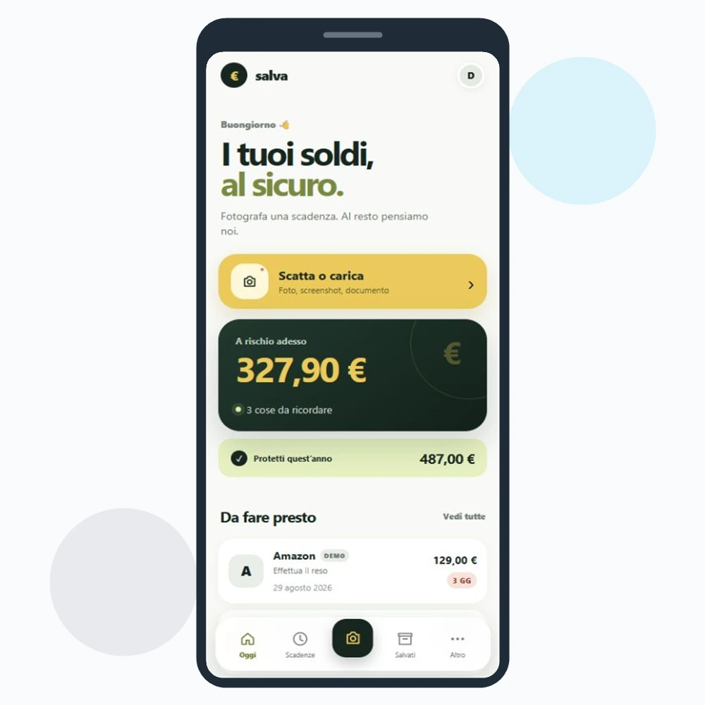 Telefono con importi e scadenze da ricordare