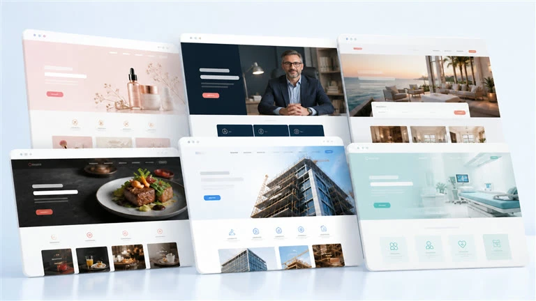 Mockup di homepage WAINET per Siti Web professionali di centri estetici, studi legali, hotel, ristoranti, imprese e professionisti