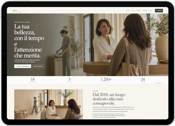 Mockup iPad Pro con Sito Web Aura Centro Estetico Bologna