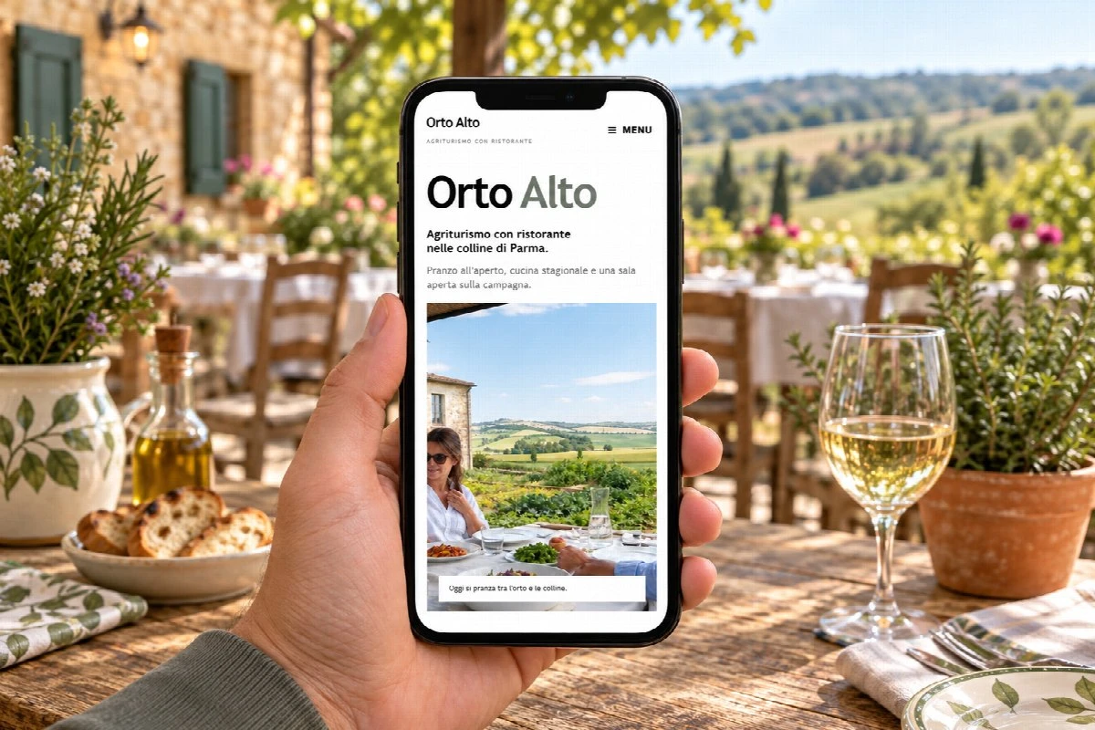 Sito Web professionale per ristoranti Orto Alto su smartphone