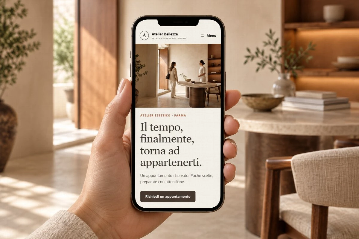 Sito Web professionale Atelier Bellezza su smartphone