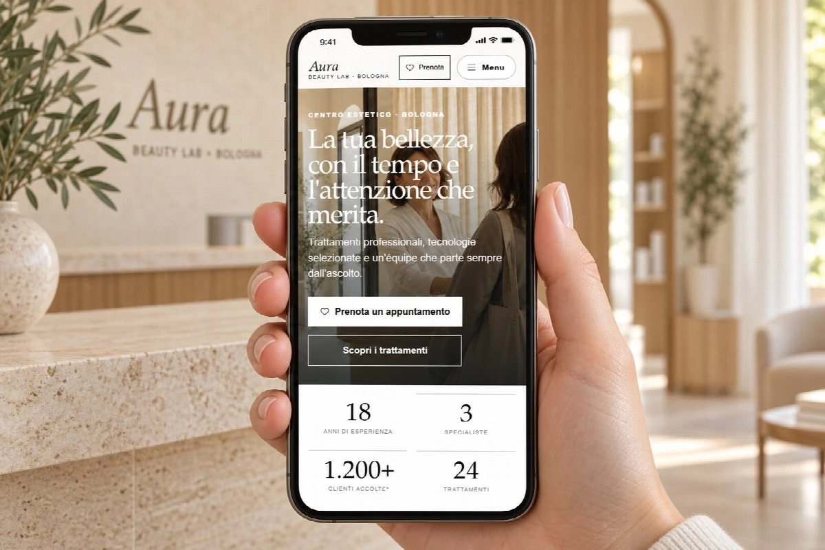 Sito Web professionale Aura Studio su smartphone