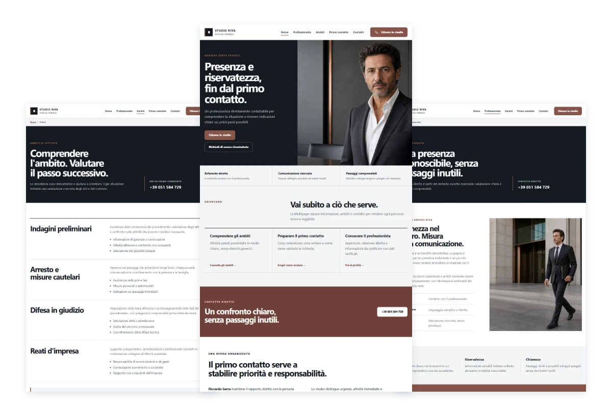 Sito Web professionale Avvocato Penalista: homepage, ambiti e professionista