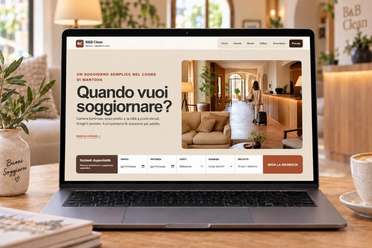 Sito Web professionale B&B Clean su un computer portatile