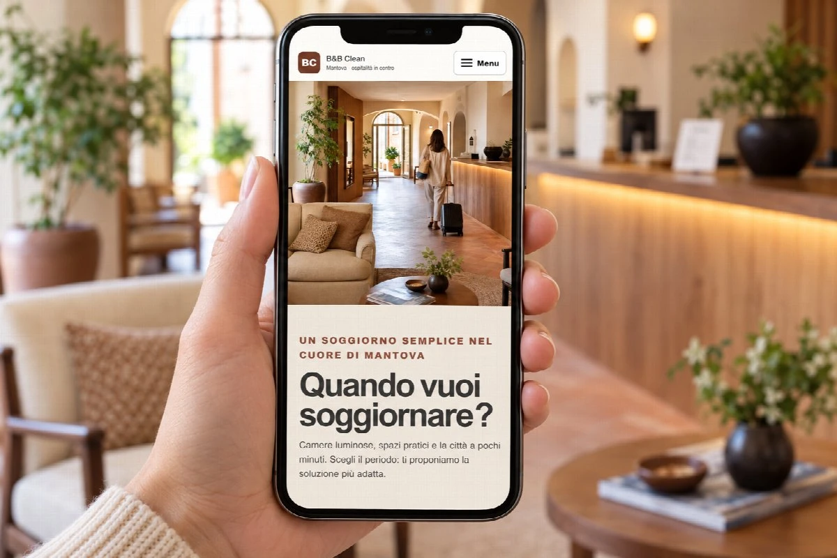Sito Web professionale B&B Clean su smartphone