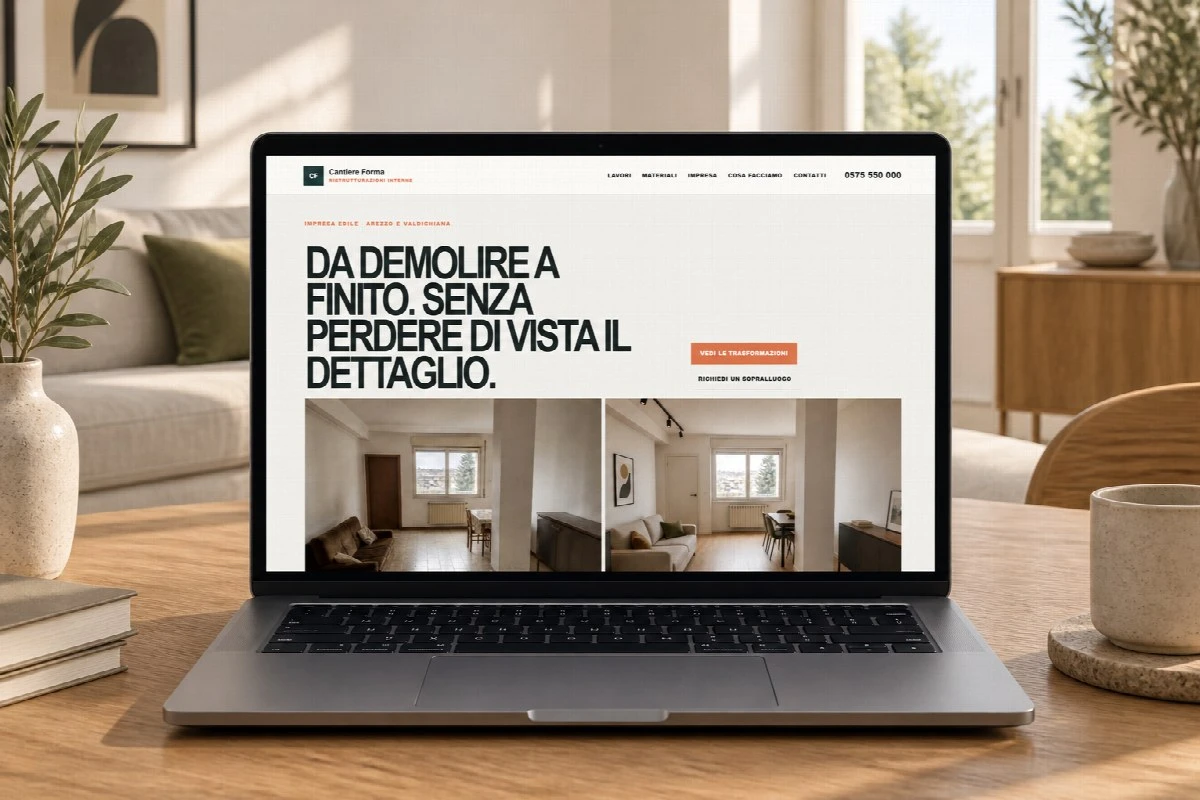 Sito Web professionale Cantiere Forma su un computer portatile