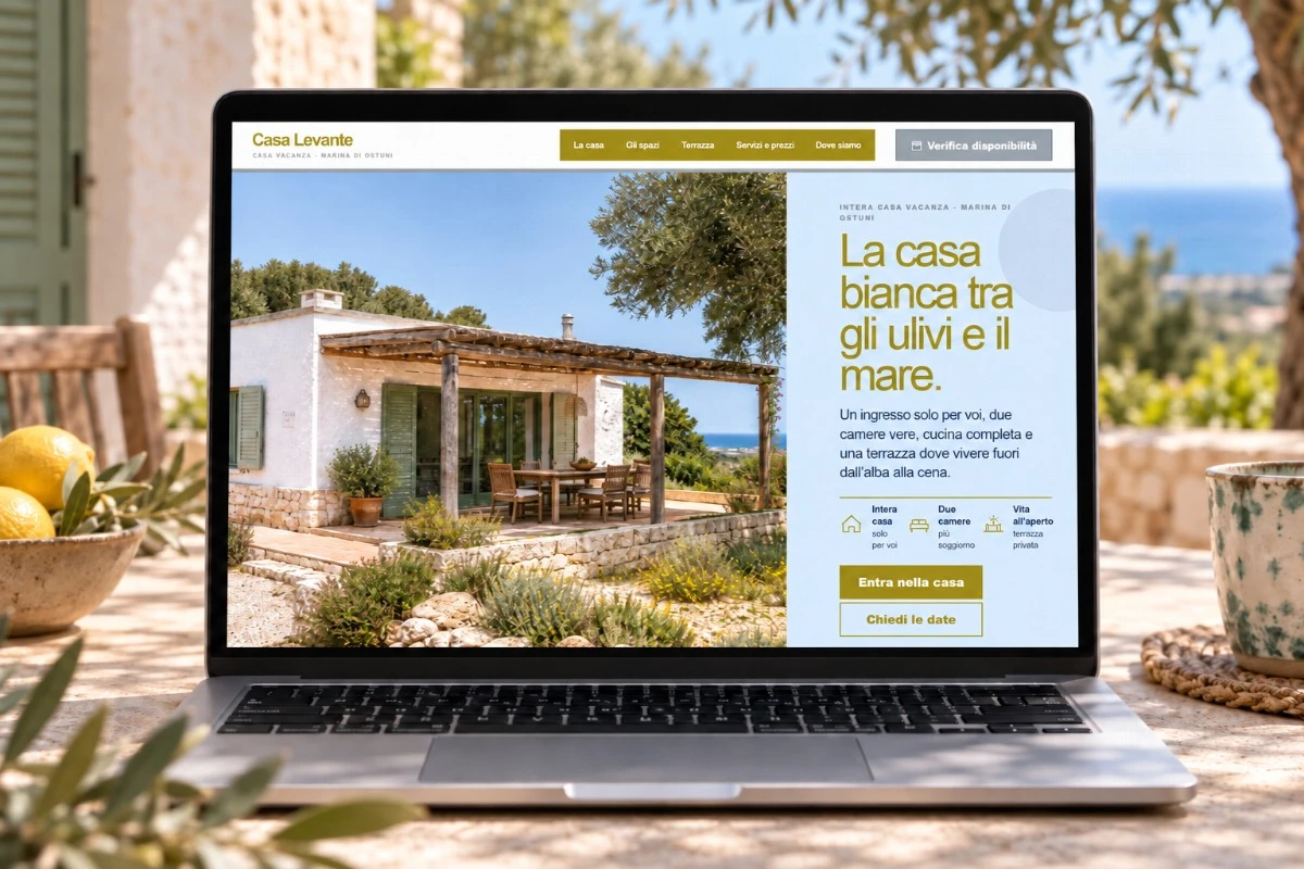 Sito Web professionale Casa Levante su un computer portatile