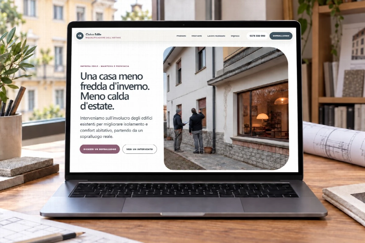 Sito Web professionale Civico Edile su un computer portatile