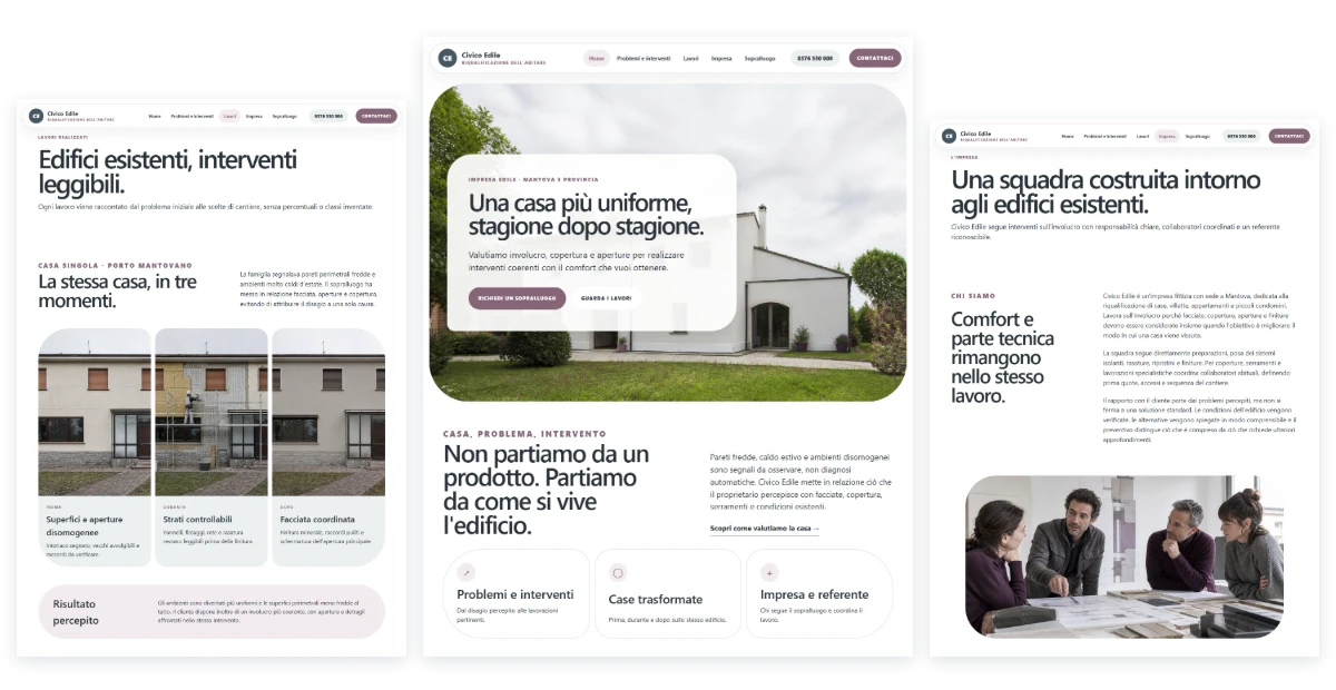 Sito Web professionale Civico Edile: isolamento, involucro, interventi, impresa e sopralluogo
