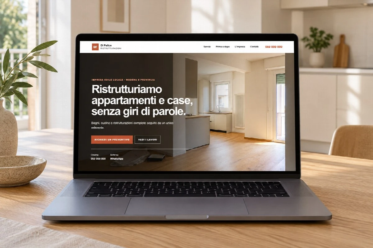 Sito Web professionale Di Felice Ristrutturazioni su un computer portatile