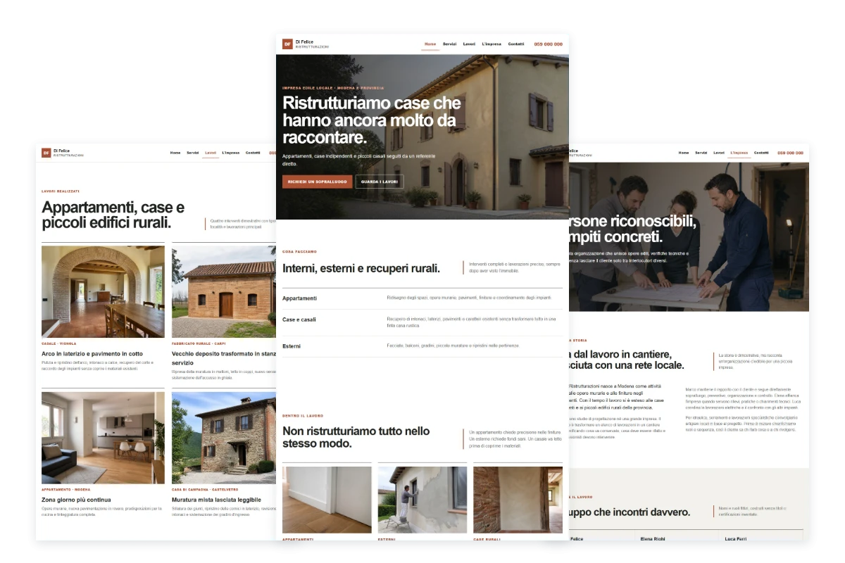 Sito Web professionale Di Felice Ristrutturazioni: servizi, lavori, impresa e contatti