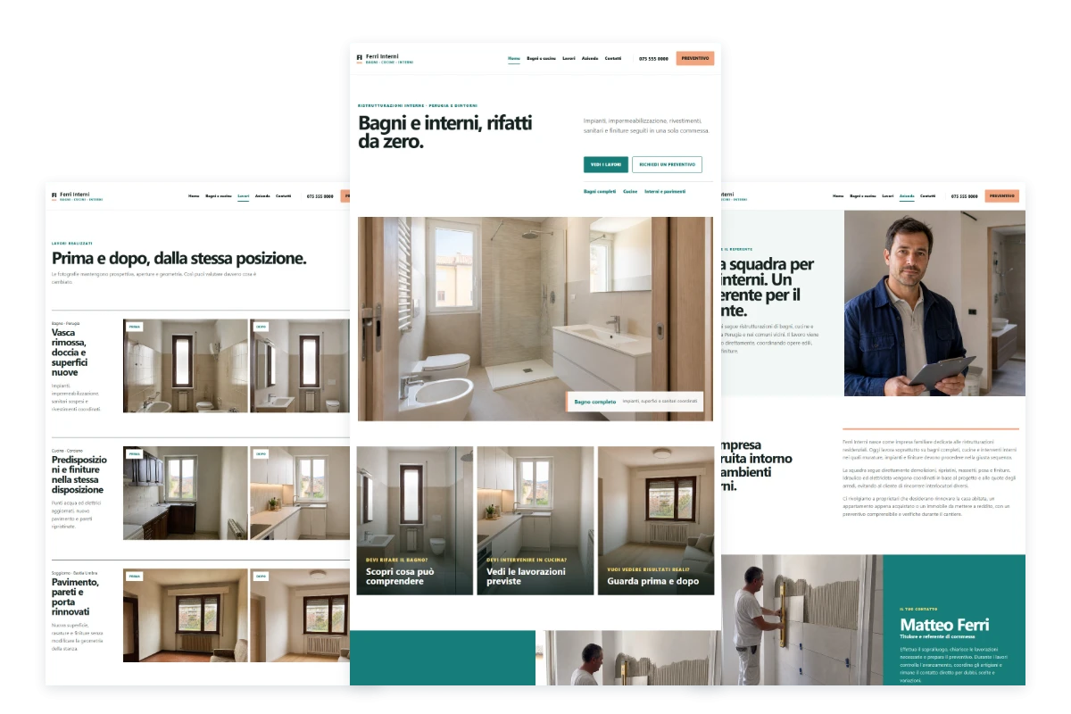Sito Web professionale Ferri Interni: bagni, cucine, lavori, azienda e contatti