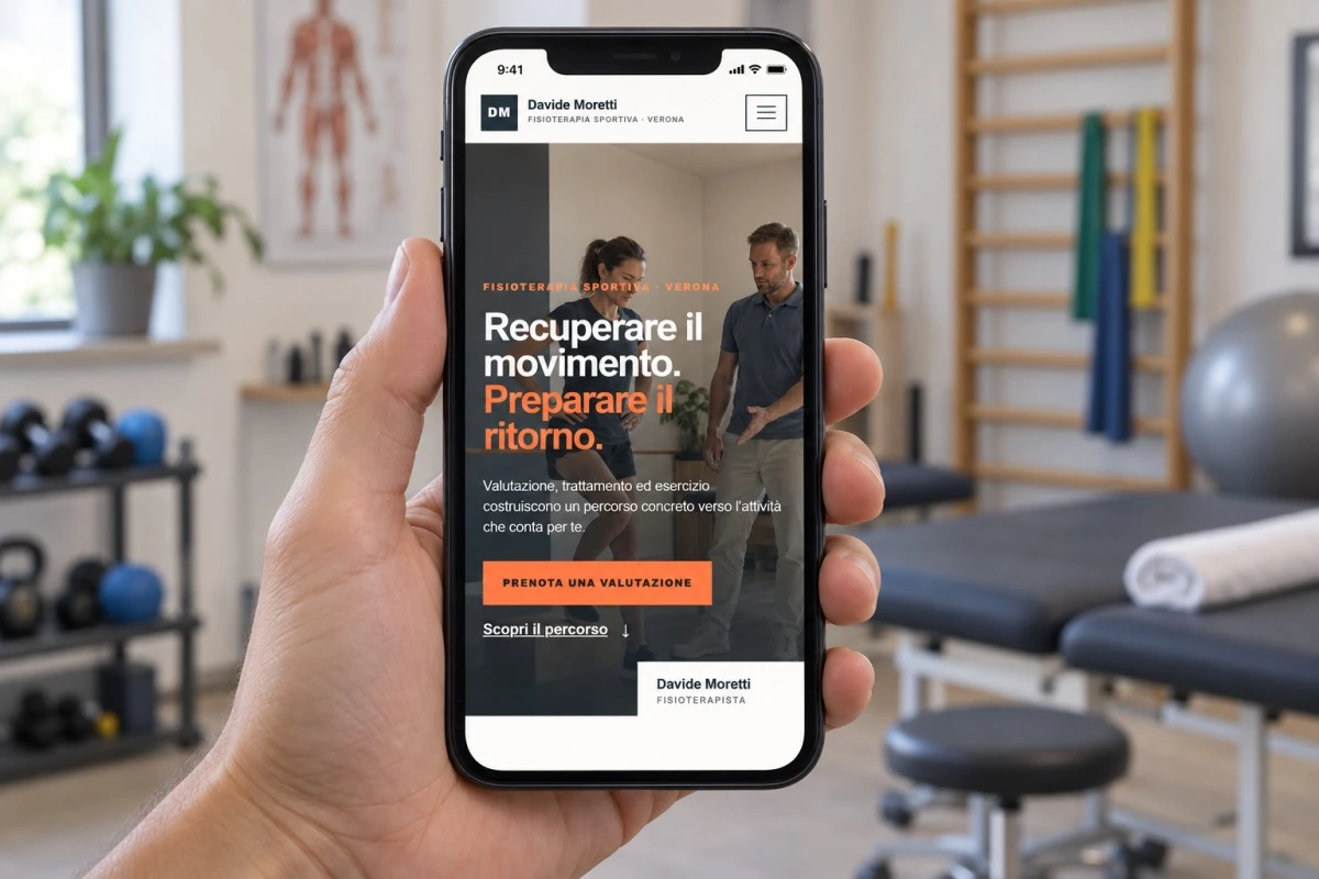 Sito Web professionale per fisioterapista Creativo su smartphone