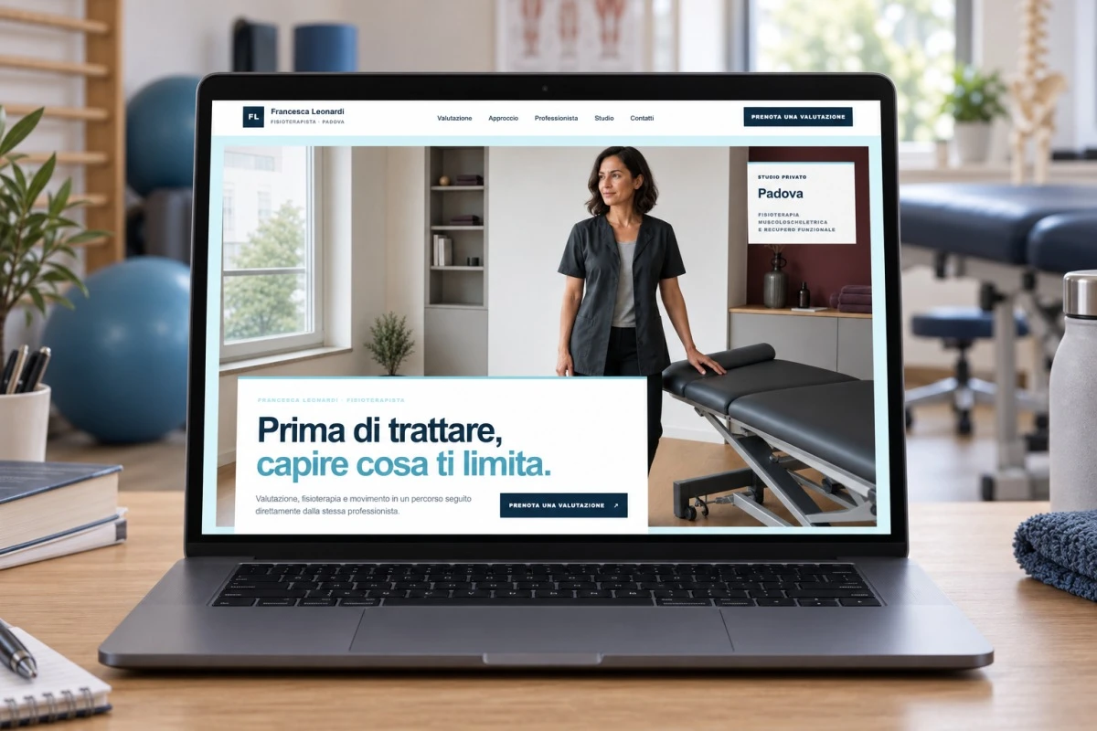 Sito Web professionale per fisioterapista Elegante su un computer portatile