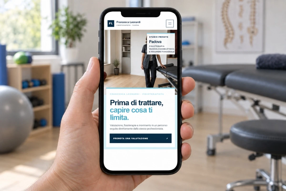 Sito Web professionale per fisioterapista Elegante su smartphone