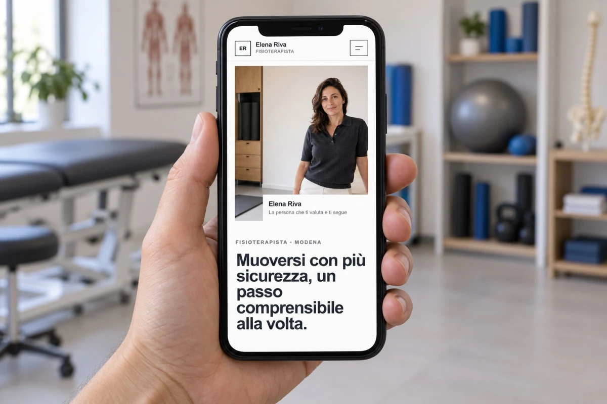 Sito Web professionale per fisioterapista Minimal su smartphone