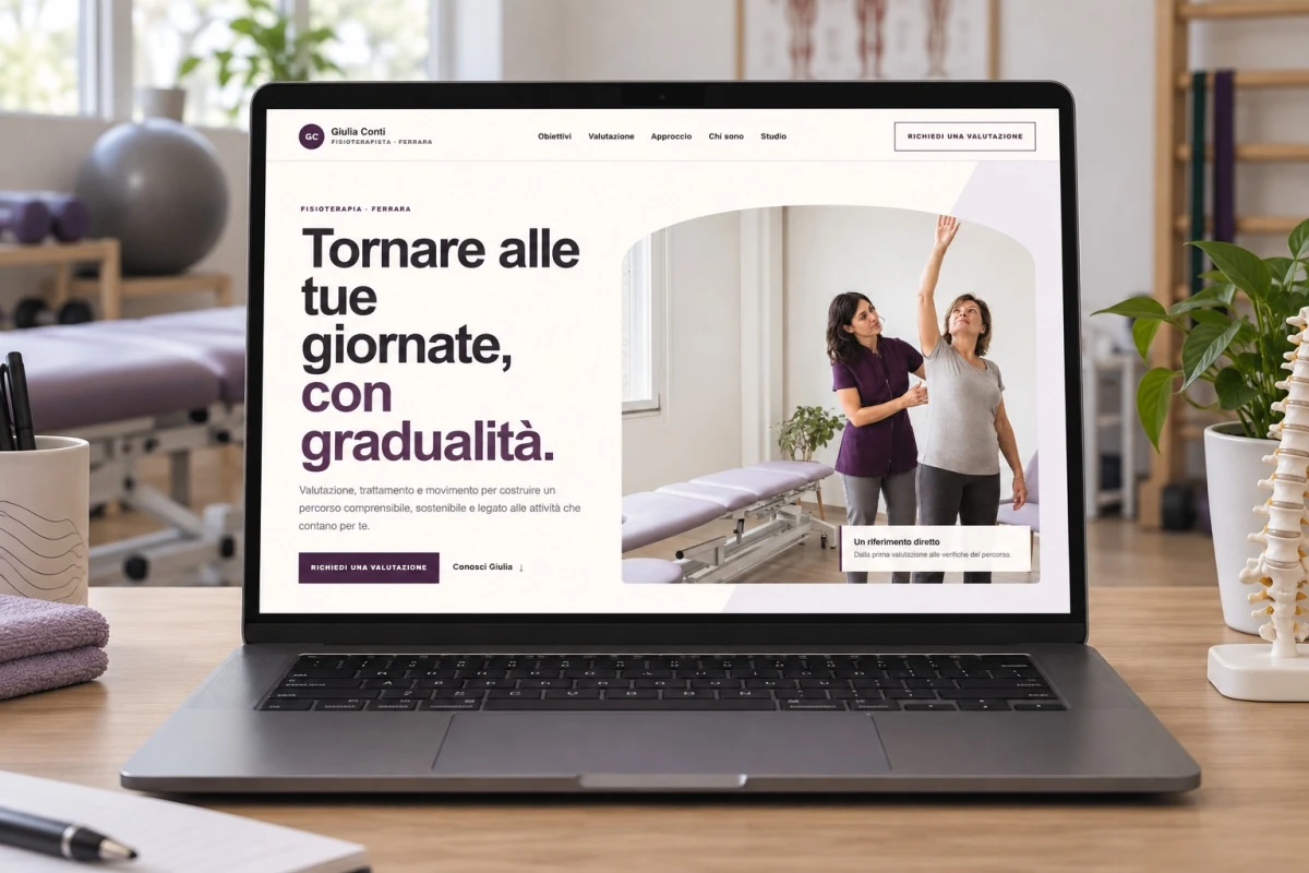 Sito Web professionale per fisioterapista Naturale su un computer portatile