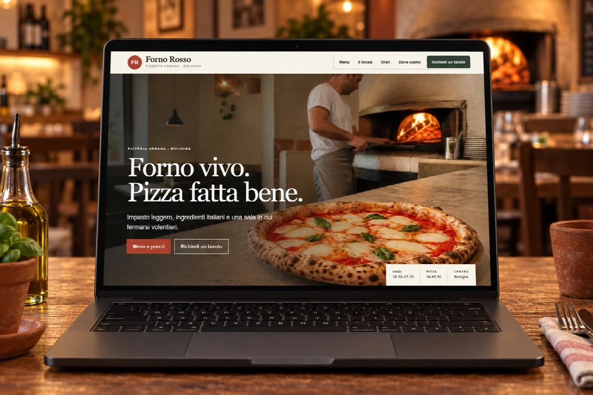 Sito Web professionale per ristoranti Forno Rosso su un computer portatile