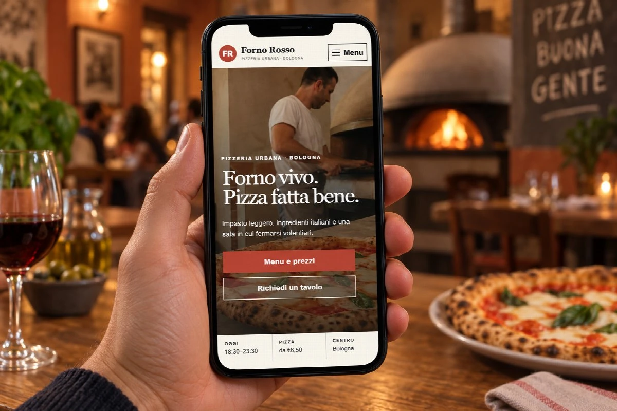 Sito Web professionale per ristoranti Forno Rosso su smartphone