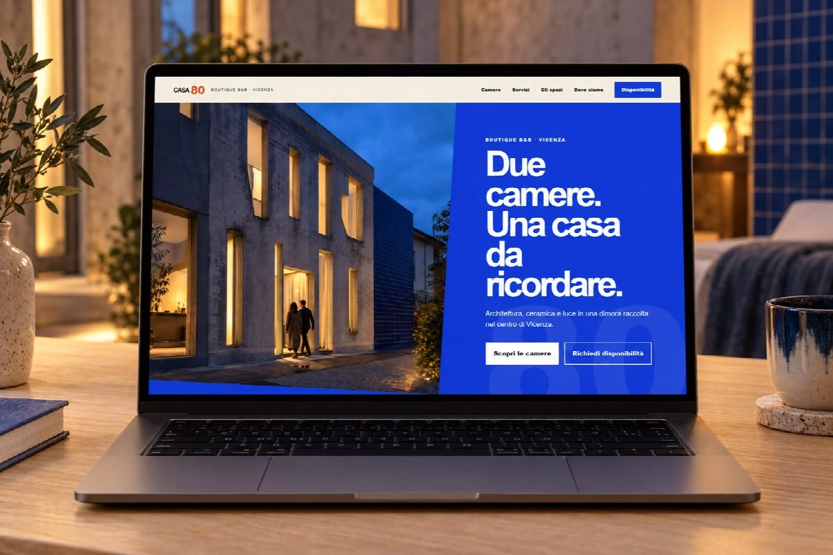 Sito Web professionale Casa 80 su un computer portatile
