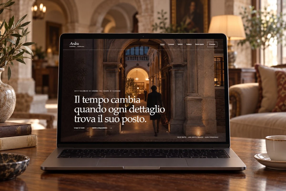 Sito Web professionale Dimora Ardea su un computer portatile