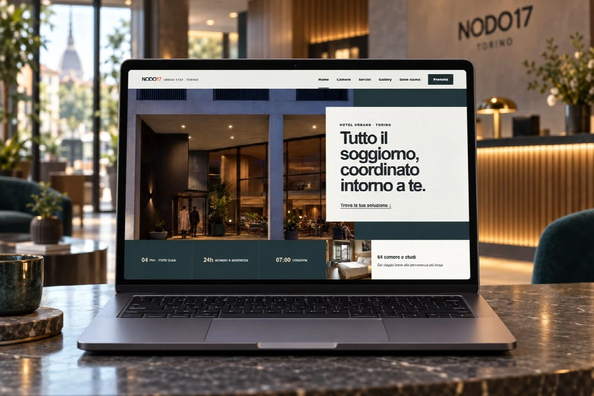 Sito Web professionale Nodo 17 su un computer portatile
