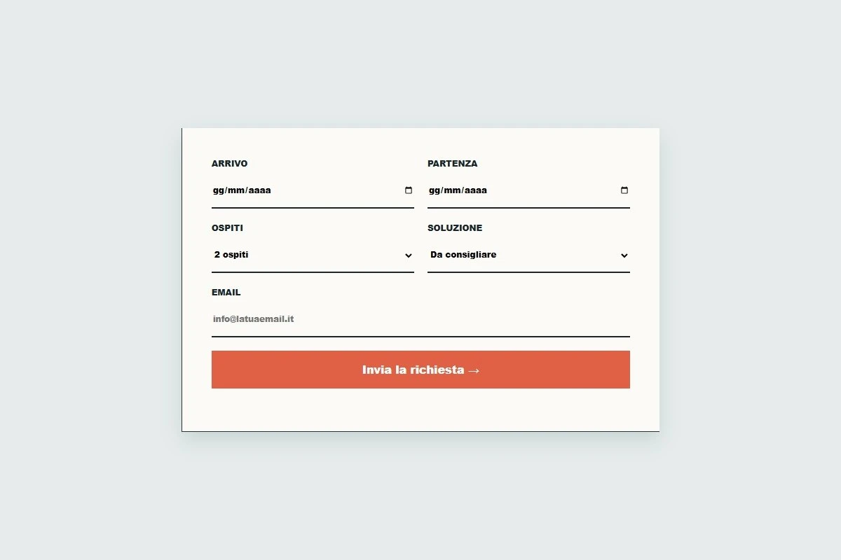 Sito Web professionale Nodo 17: modulo di richiesta disponibilità