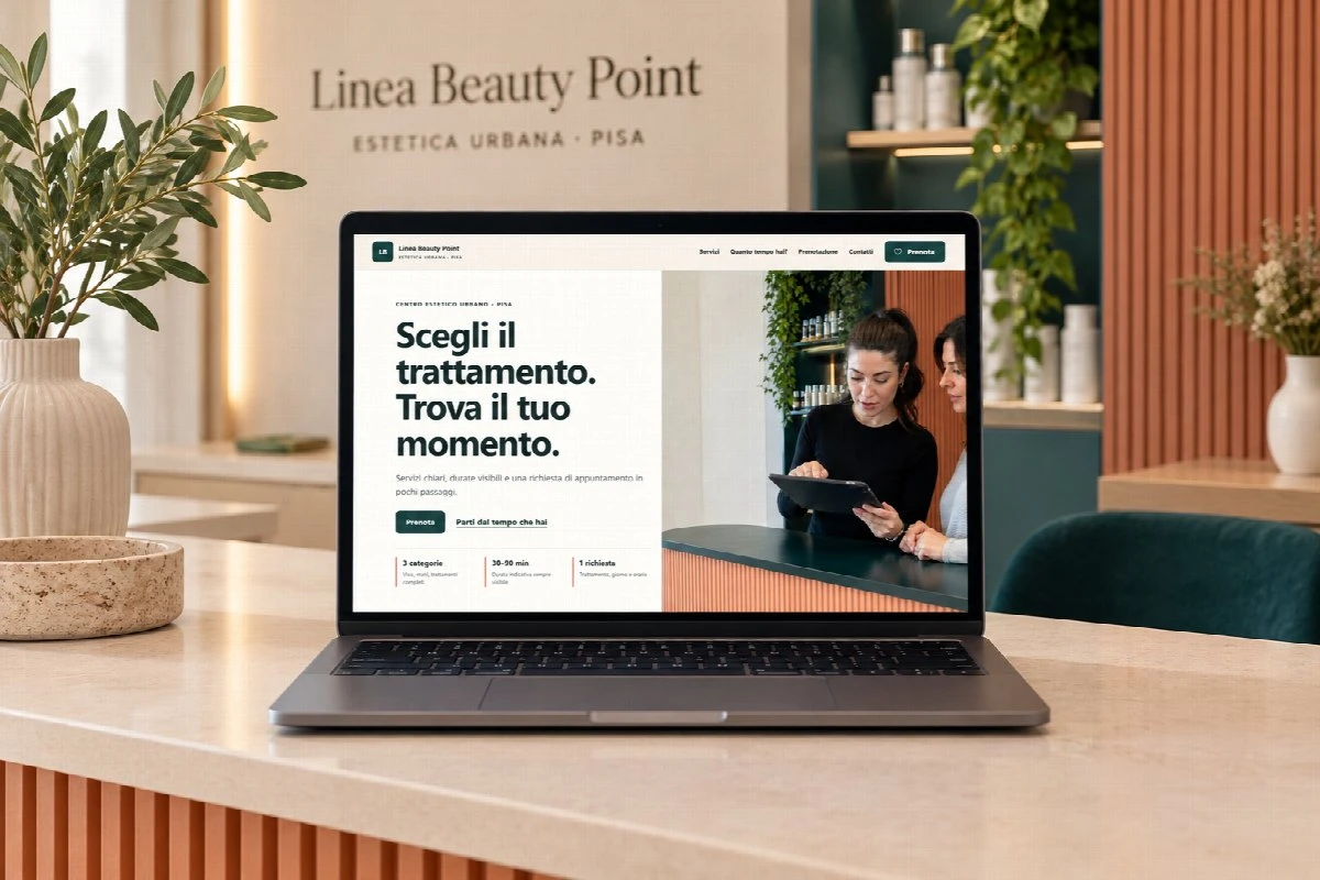 Sito Web professionale Linea Beauty Point su un computer portatile