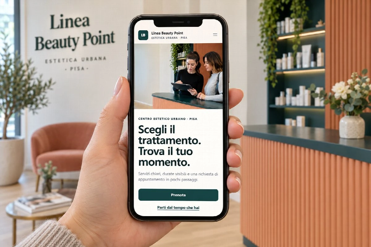 Sito Web professionale Linea Beauty Point su smartphone