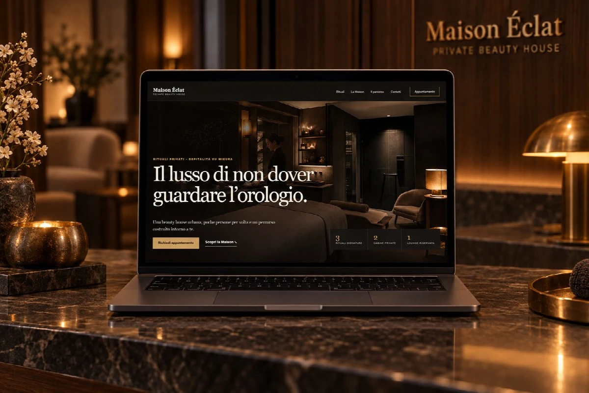 Sito Web professionale Luxury Dark su un computer portatile