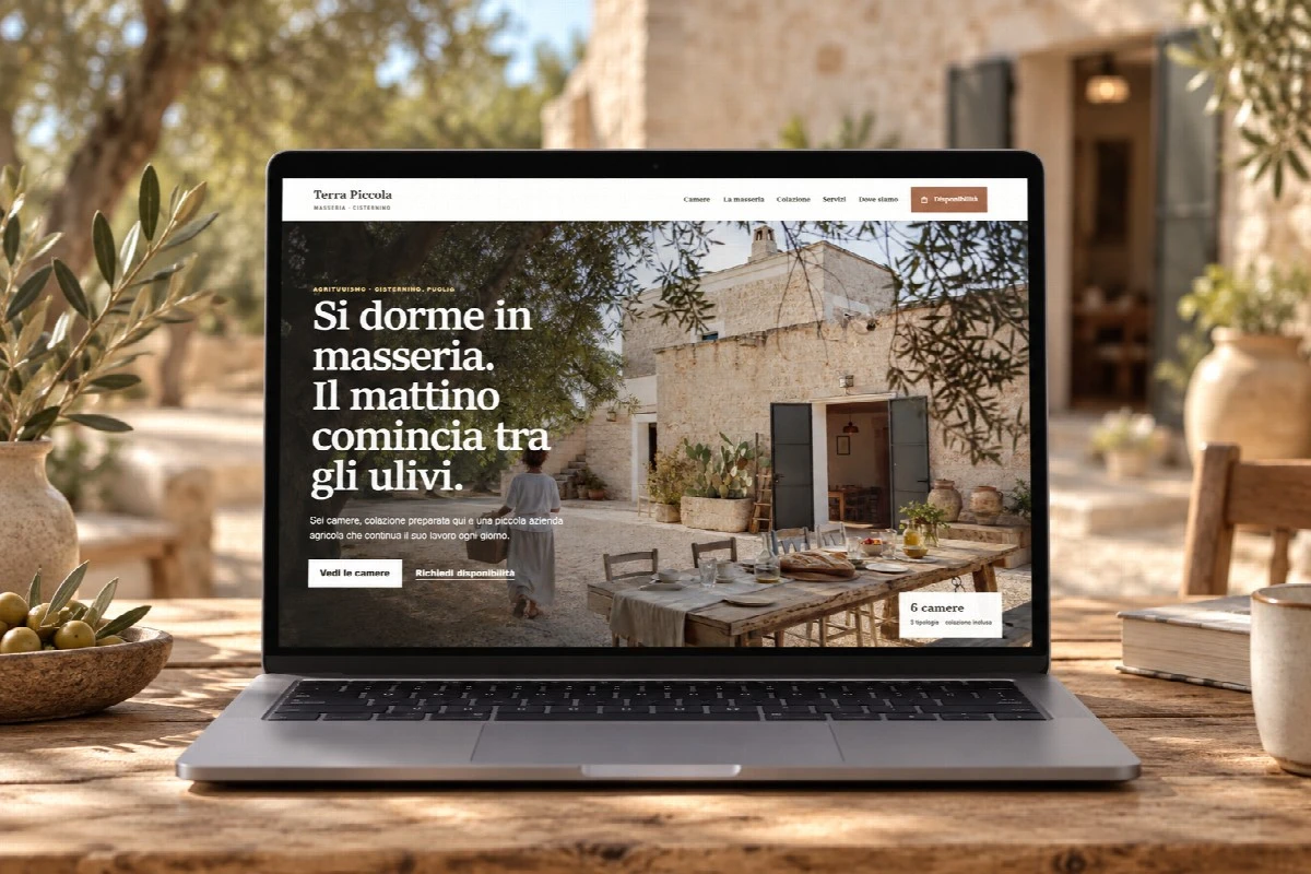 Sito Web professionale Masseria Terra Piccola su un computer portatile
