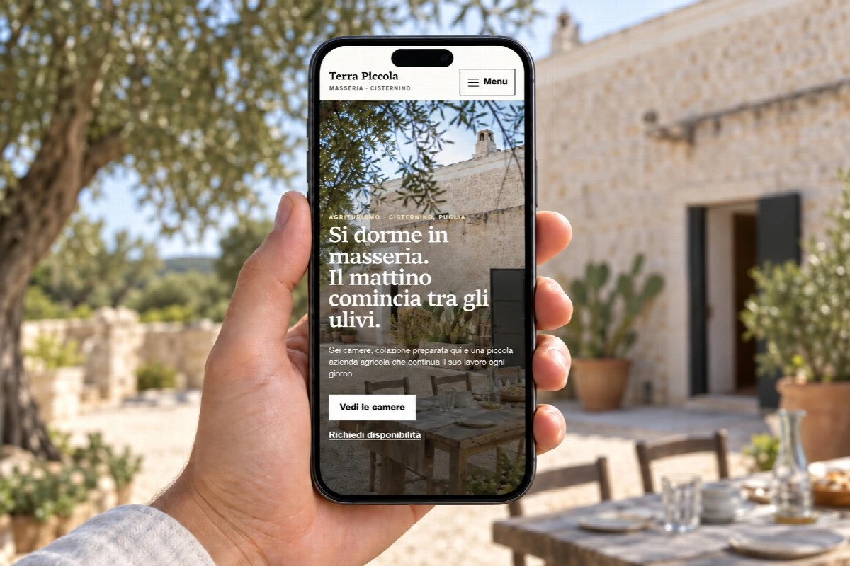 Sito Web professionale Masseria Terra Piccola su smartphone
