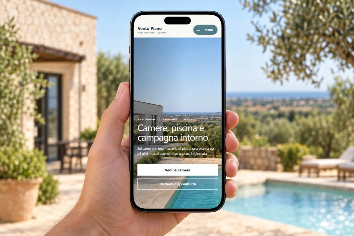 Sito Web professionale Masseria Vento Piano su smartphone