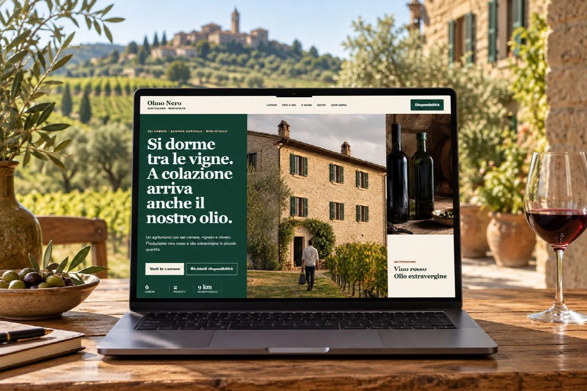 Sito Web professionale Olmo Nero su un computer portatile