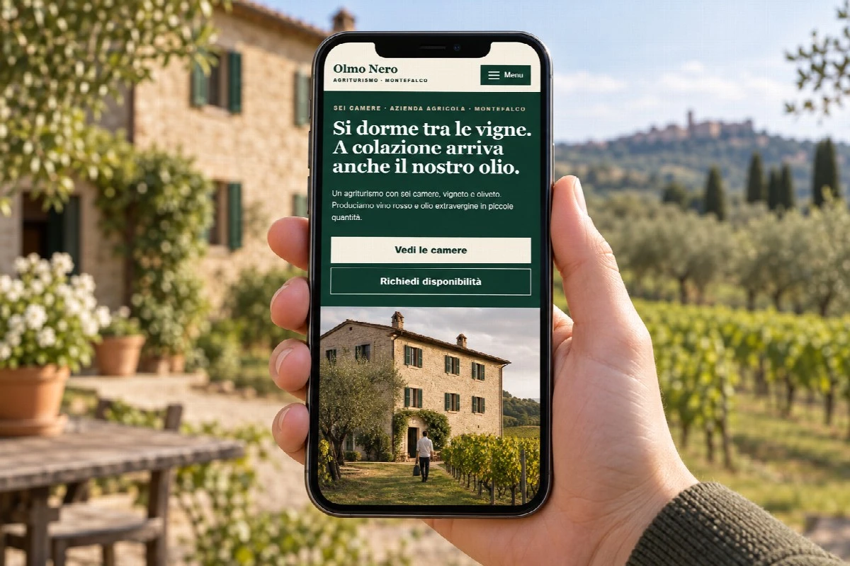Sito Web professionale Olmo Nero su smartphone