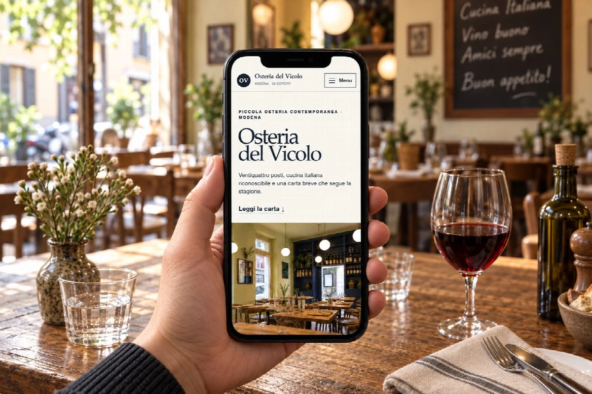 Sito Web professionale per ristoranti Osteria del Vicolo su smartphone