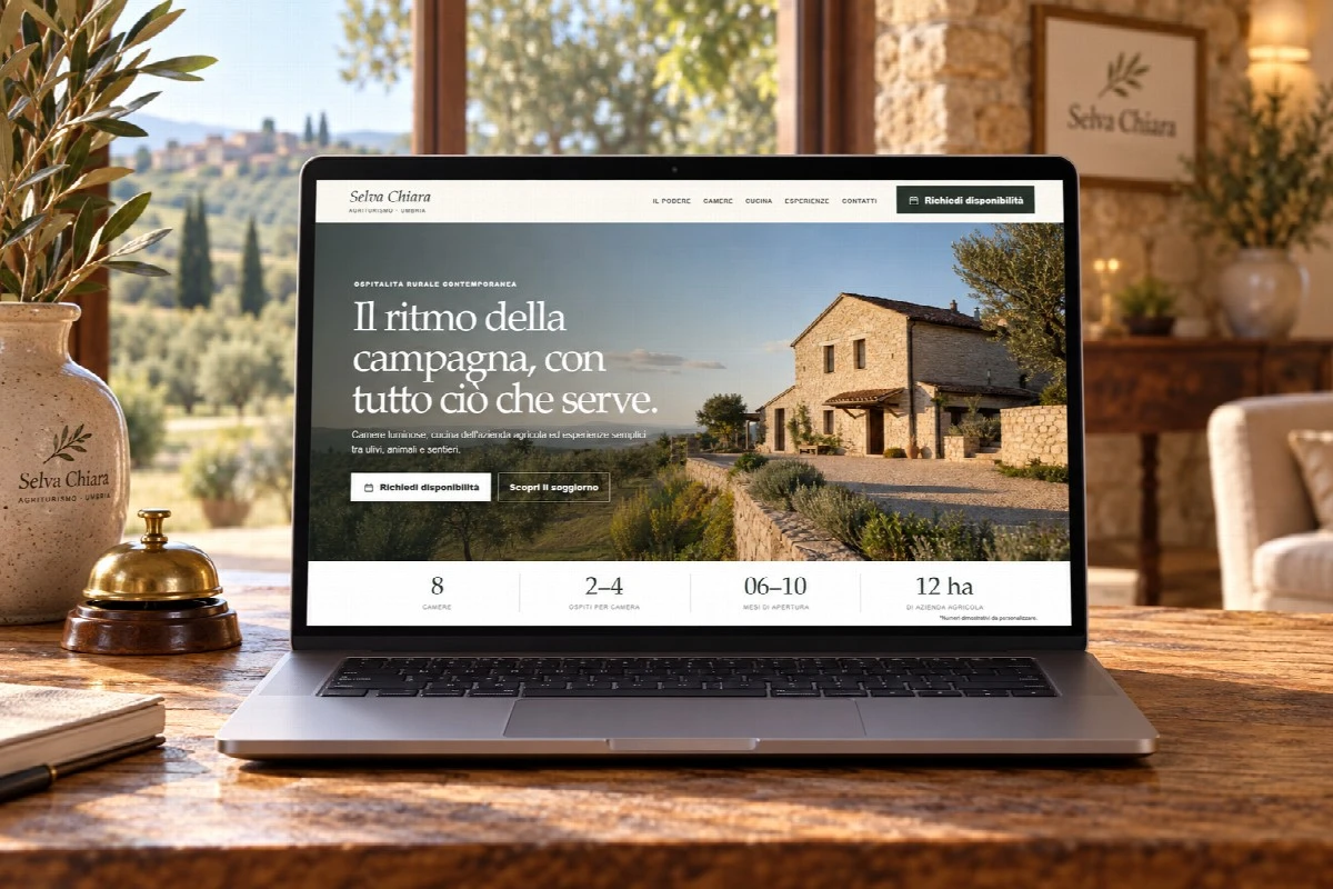 Sito Web professionale Podere Selva Chiara su un computer portatile