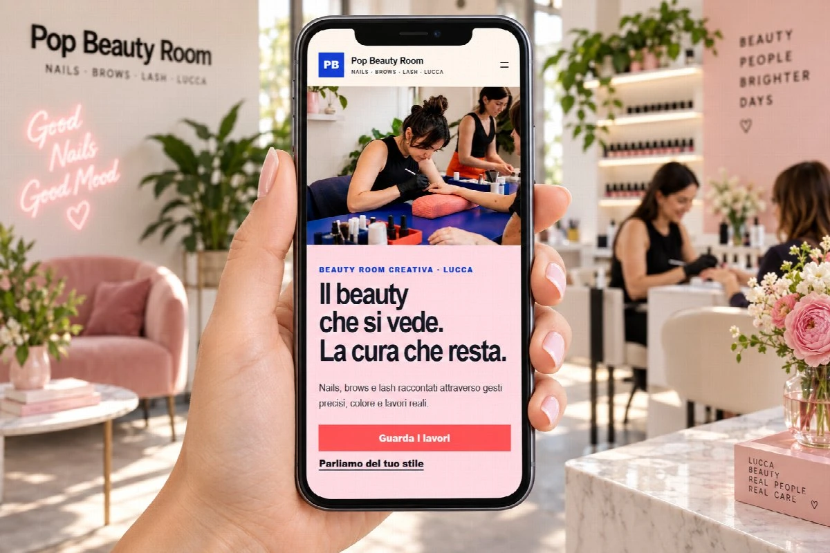 Sito Web professionale Pop Beauty Room su smartphone