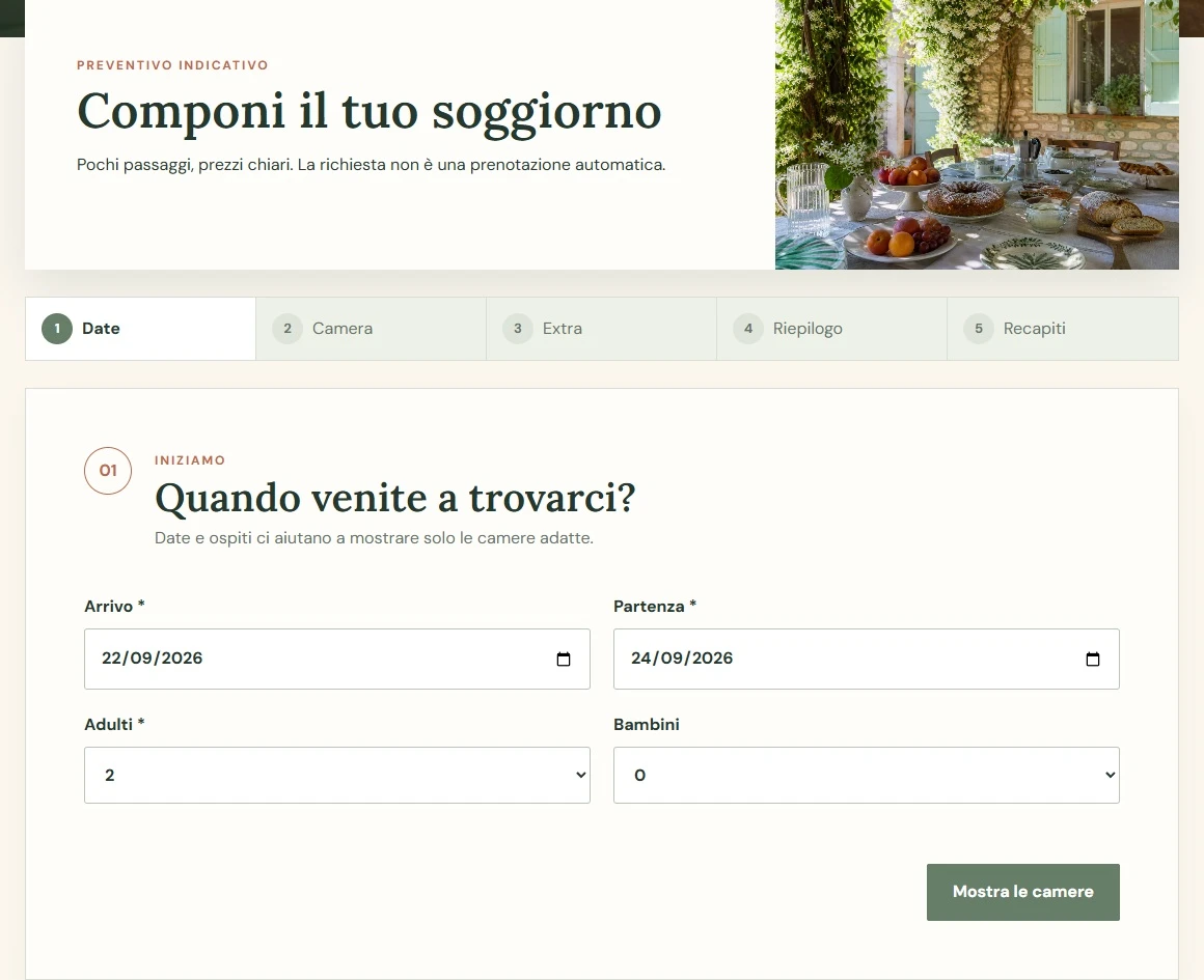 Date e ospiti nel preventivatore B&B Casa Gelsomino
