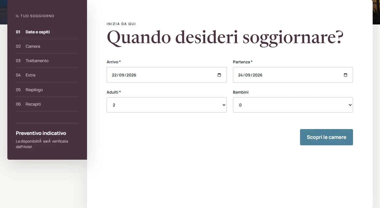 Date e ospiti nel preventivatore Hotel Hotel Aurelia