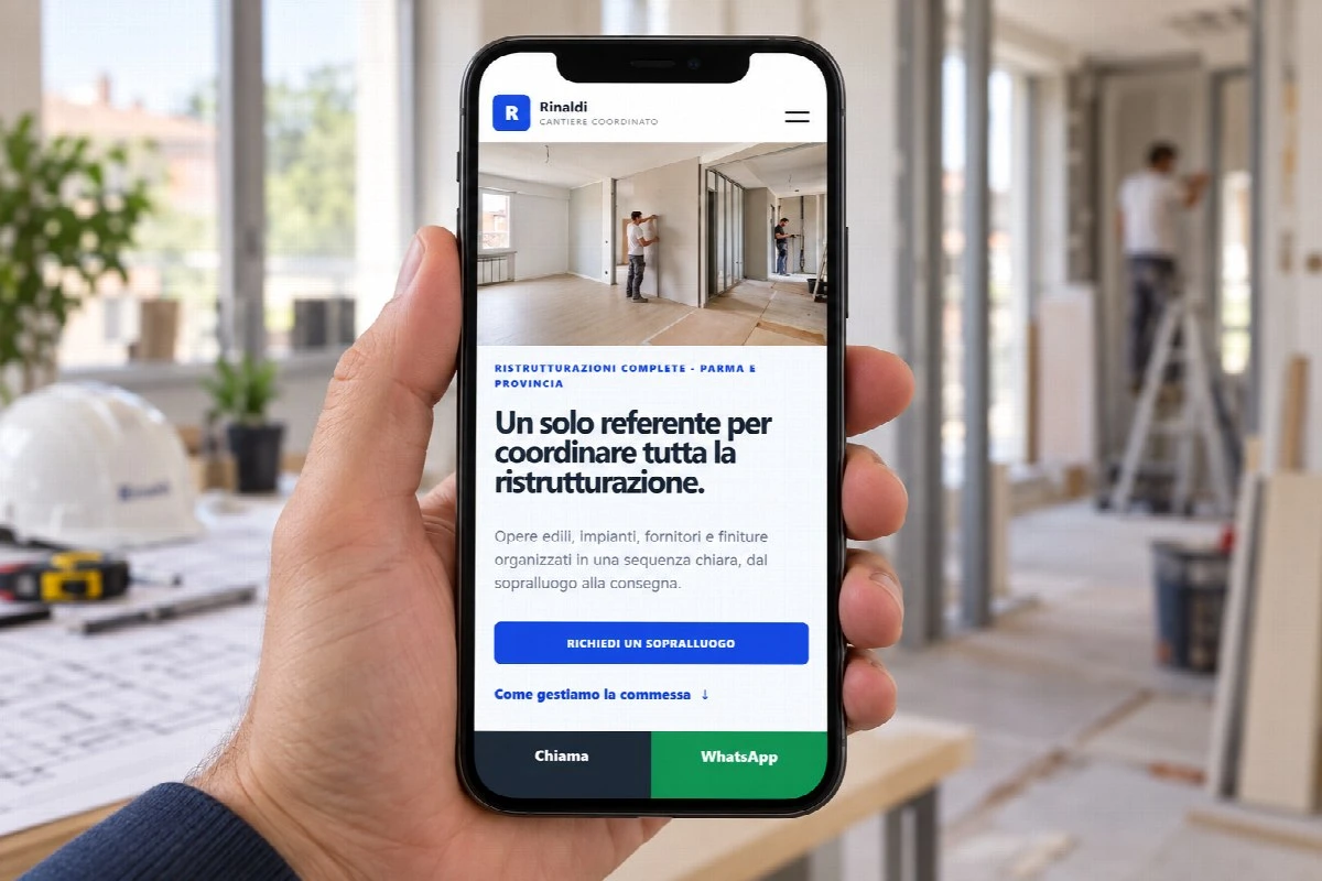 Sito Web professionale Rinaldi Cantiere su smartphone
