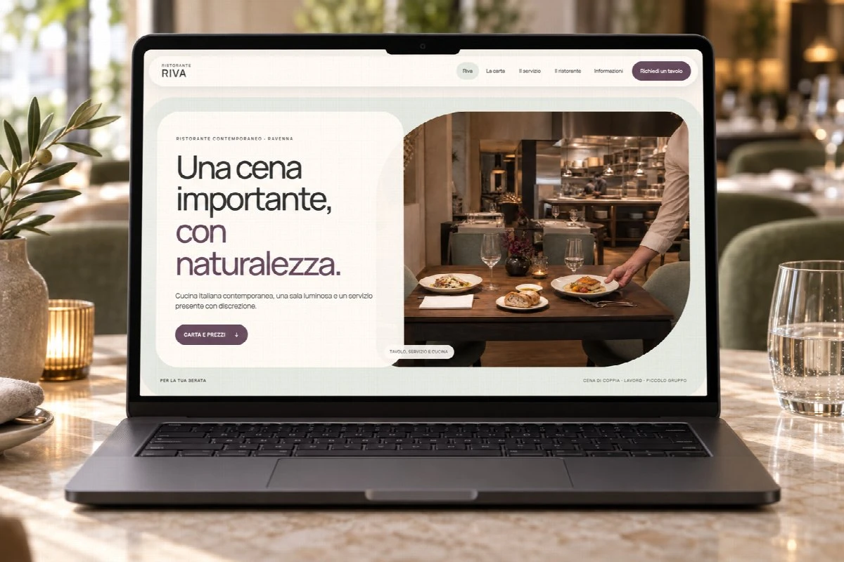 Sito Web professionale per ristoranti Riva su un computer portatile