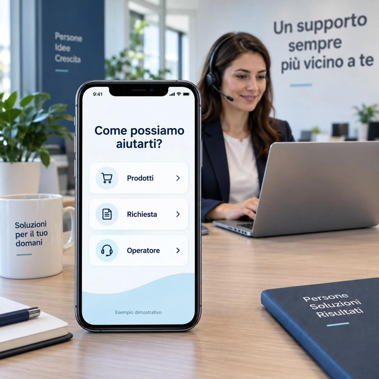Mockup dimostrativo: Assistente IA per clienti e richieste
