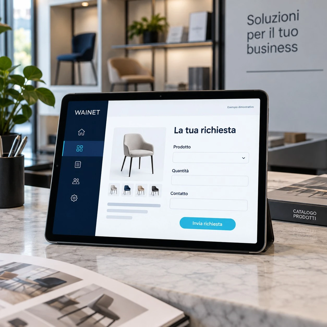 Mockup dimostrativo: Assistente IA per clienti e richieste