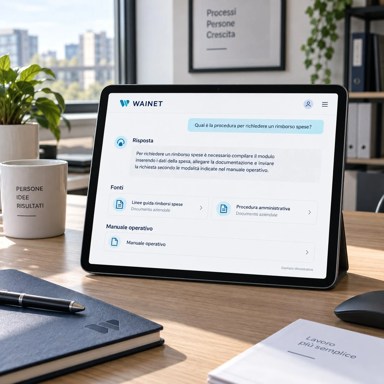 Mockup dimostrativo: Assistente IA per documenti aziendali