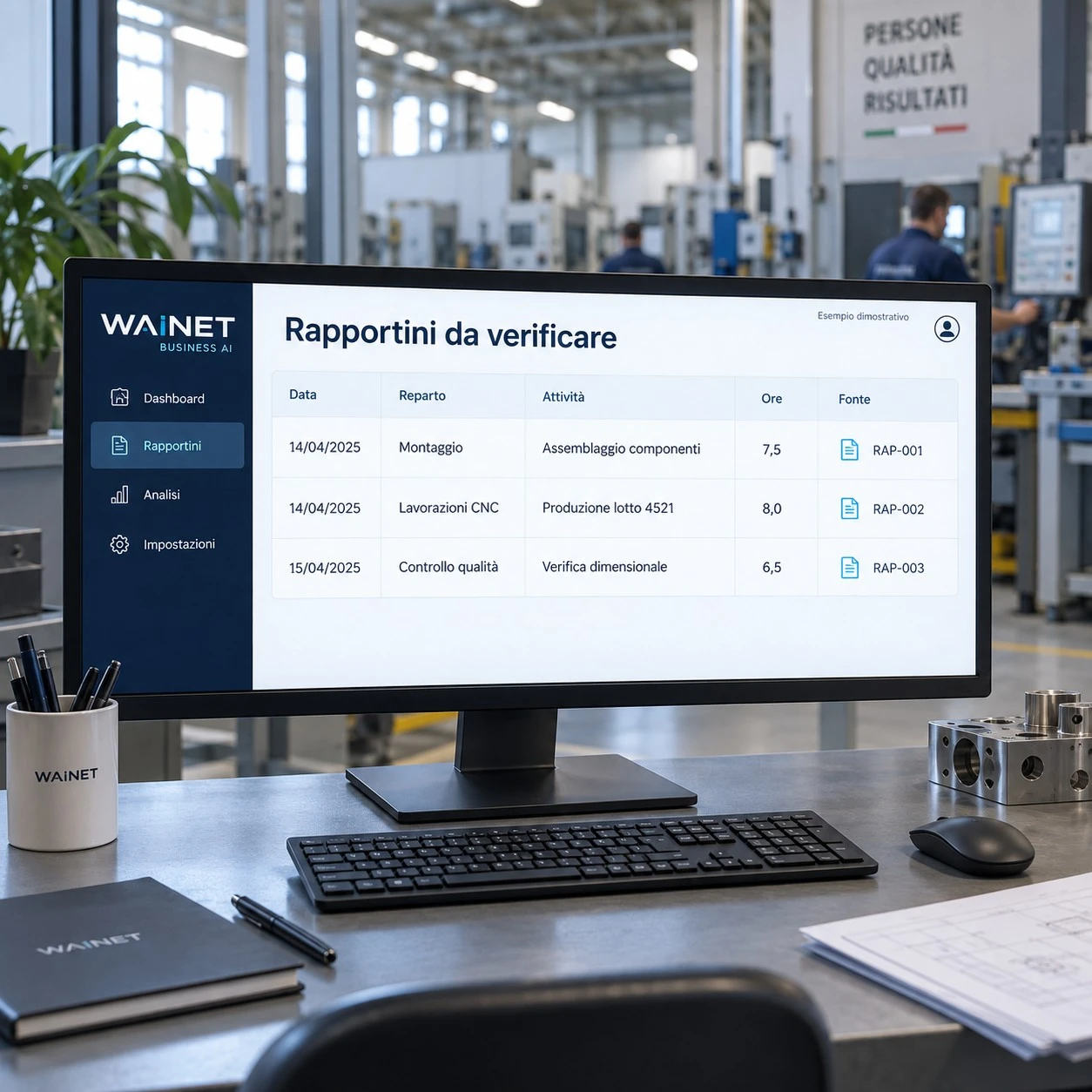 Mockup dimostrativo: IA per i processi industriali