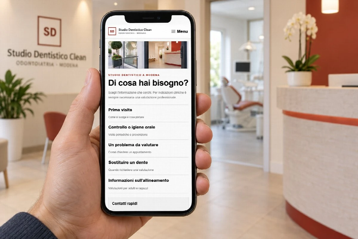 Sito Web professionale Studio Dentistico Clean su smartphone