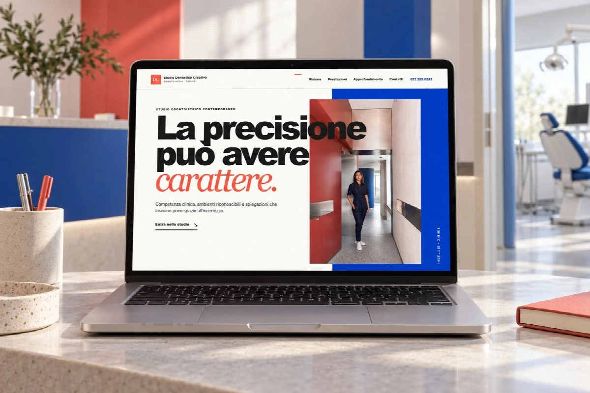 Sito Web professionale Studio Dentistico Creativo su un computer portatile