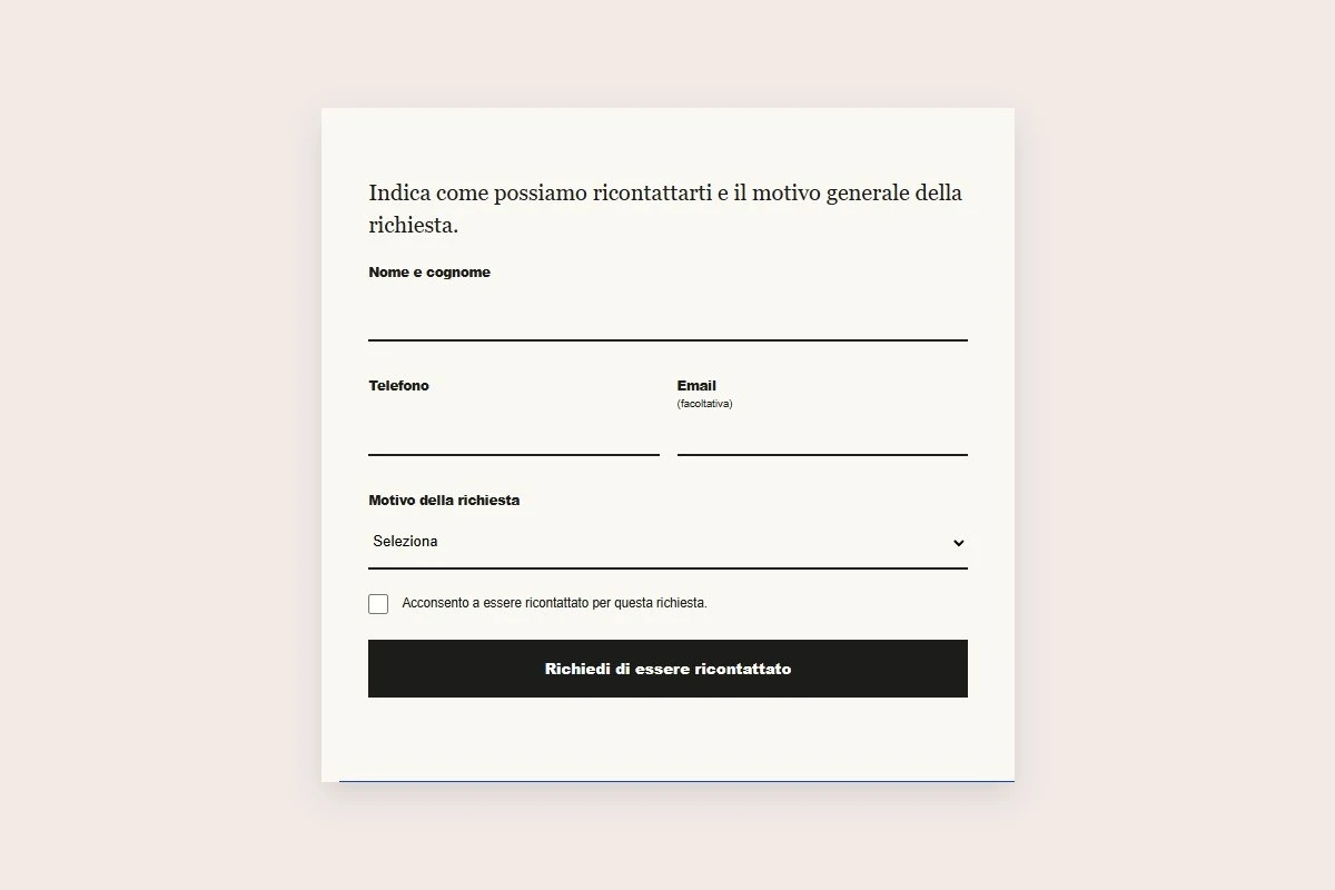 Sito Web professionale Studio Dentistico Creativo: modulo di primo contatto