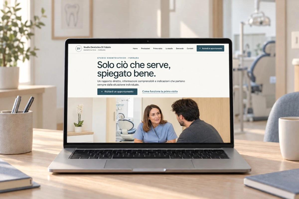 Sito Web professionale Studio Dentistico Di Valerio su un computer portatile
